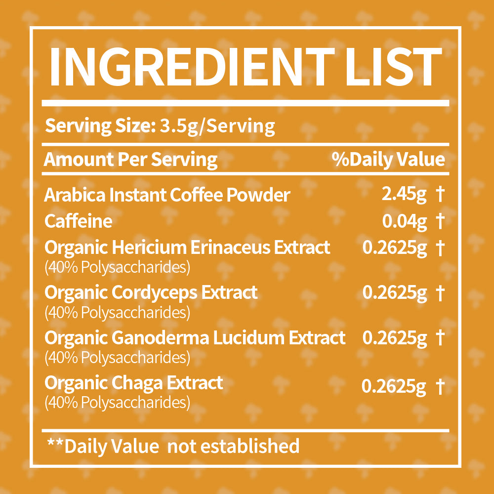 Organic Instant Mushroom Coffee – 4-Mushroom Blend – 105g, 30 Servings