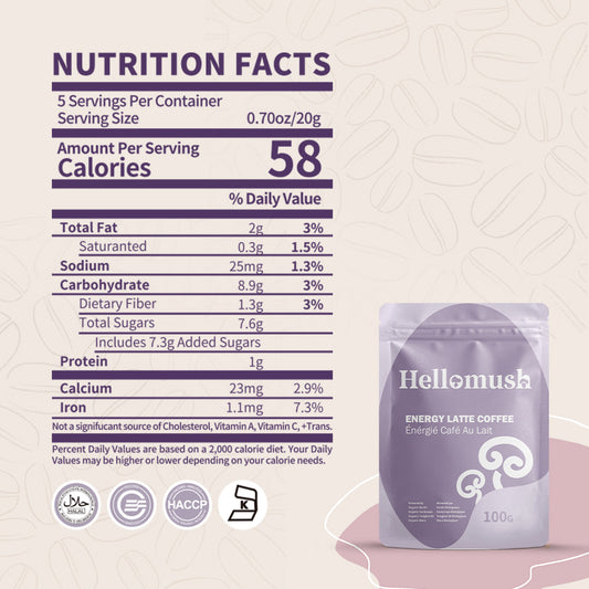 Hellomush Energy Latte with Maca 100g