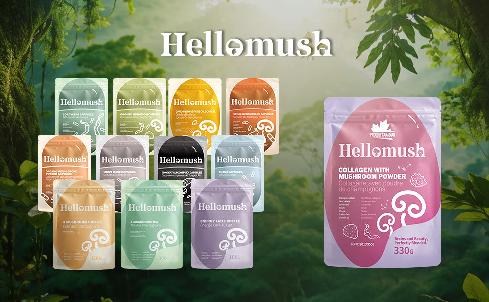 Hellomush Hydrolyzed Marine Collagen Peptides With Mushroom Complex Powder 330g