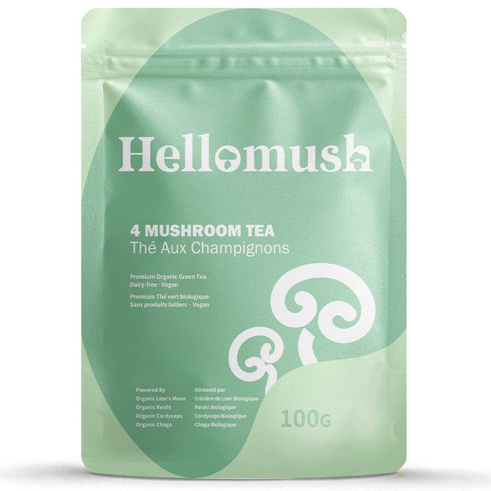 Organic Loose-Leaf Mushroom Tea – Green Tea with Lion's Mane, Reishi, Chaga & Cordyceps – 100g