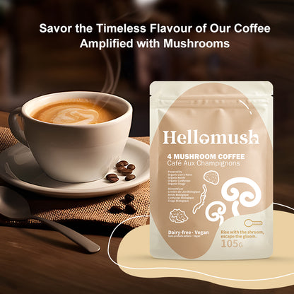 Organic Instant Mushroom Coffee – 4-Mushroom Blend – 105g, 30 Servings