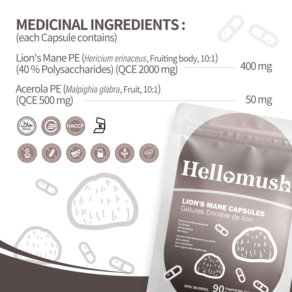 Hellomush Lion's Mane Capsules 90 Caps
