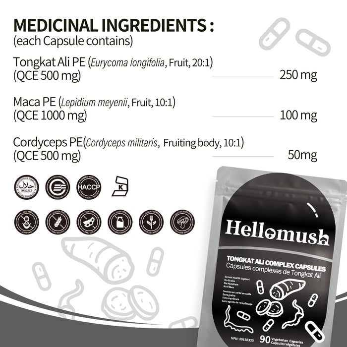 Tongkat Ali Complex Capsules – Tongkat Ali with Maca & Cordyceps – 90 Capsules