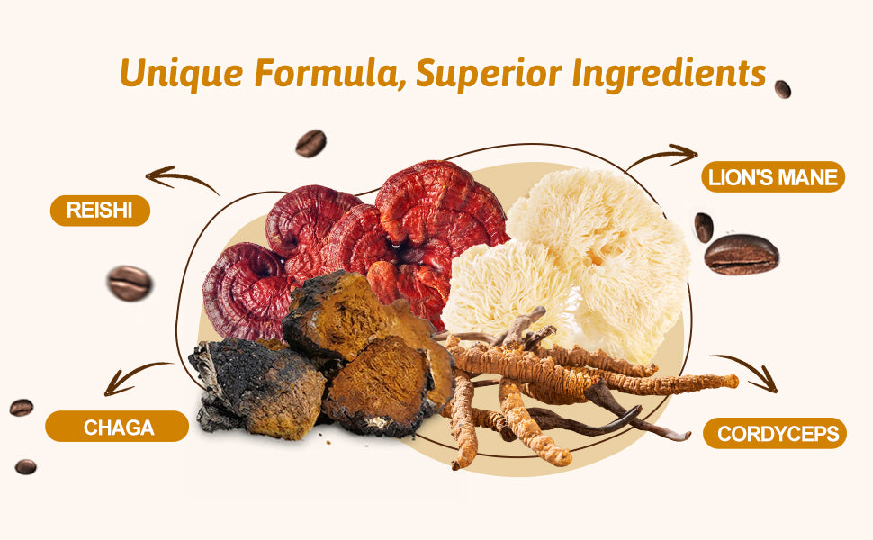 Hellomush Organic Instant Mushroom Coffee - Adaptogen Drink with Lion's Mane, Chaga, Reishi and Cordyceps, Alternative Substitute to Boring Plain Coffee 90 servings 315g