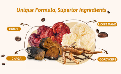 Hellomush Organic Instant Mushroom Coffee - Adaptogen Drink with Lion's Mane, Chaga, Reishi and Cordyceps, Alternative Substitute to Boring Plain Coffee 90 servings 315g