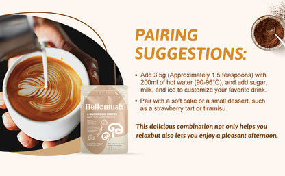 Hellomush Organic Instant Mushroom Coffee - Adaptogen Drink with Lion's Mane, Chaga, Reishi and Cordyceps, Alternative Substitute to Boring Plain Coffee 90 servings 315g
