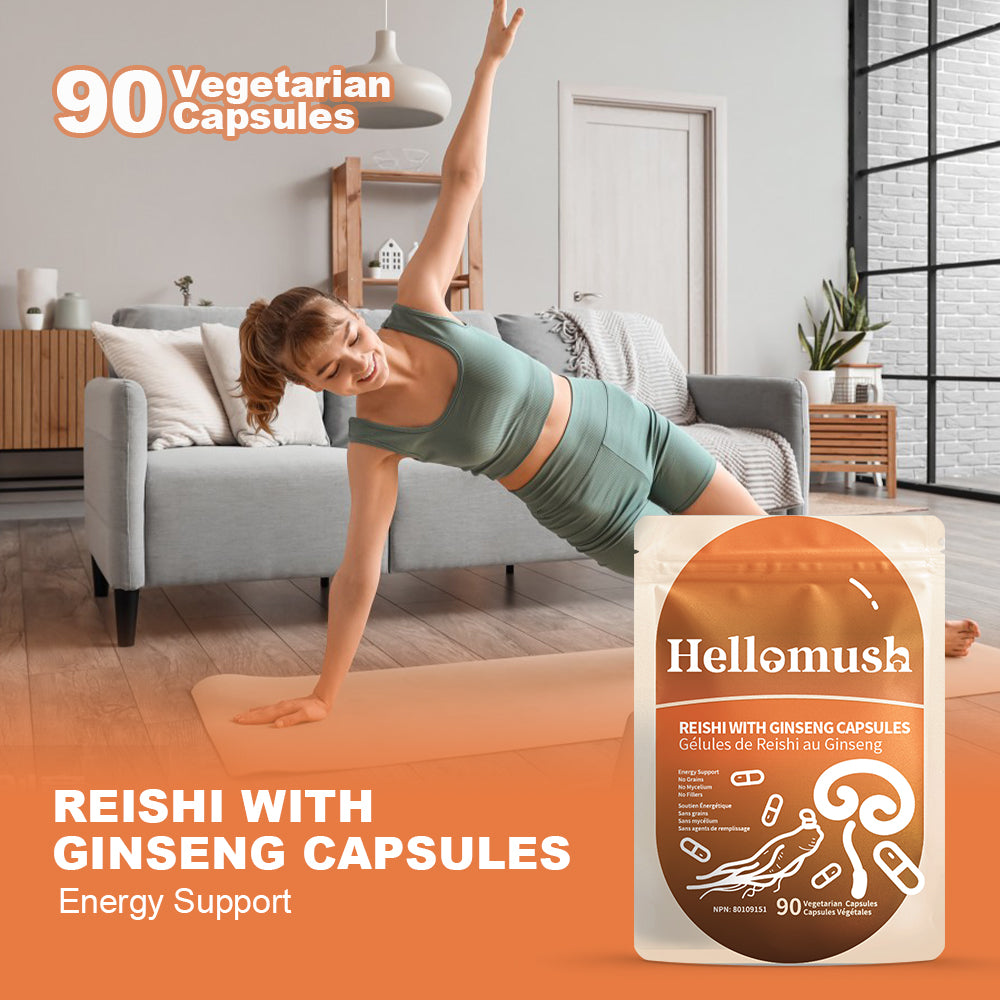 Hellomush Reishi With Ginseng Capsules 90 Caps