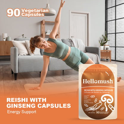 Hellomush Reishi With Ginseng Capsules 90 Caps