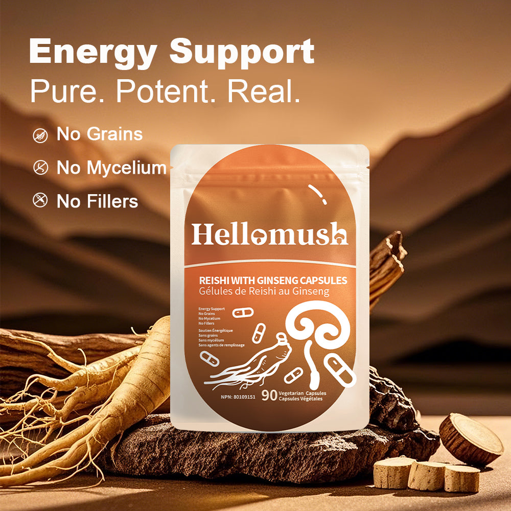 Hellomush Reishi With Ginseng Capsules 90 Caps
