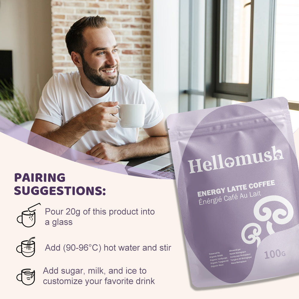 Hellomush Energy Latte with Maca 100g