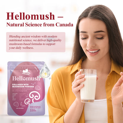 Hellomush Hydrolyzed Marine Collagen Peptides With Mushroom Complex Powder 330g