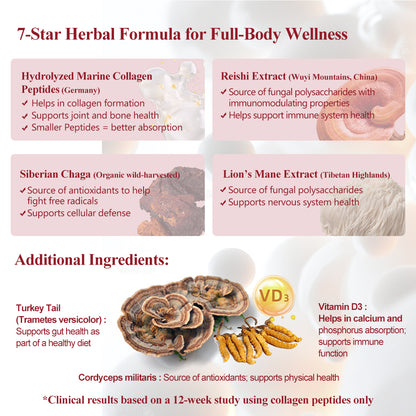 Hellomush Hydrolyzed Marine Collagen Peptides With Mushroom Complex Powder 330g