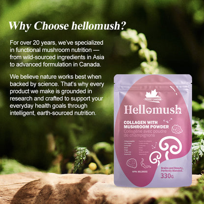 Hellomush Hydrolyzed Marine Collagen Peptides With Mushroom Complex Powder 330g
